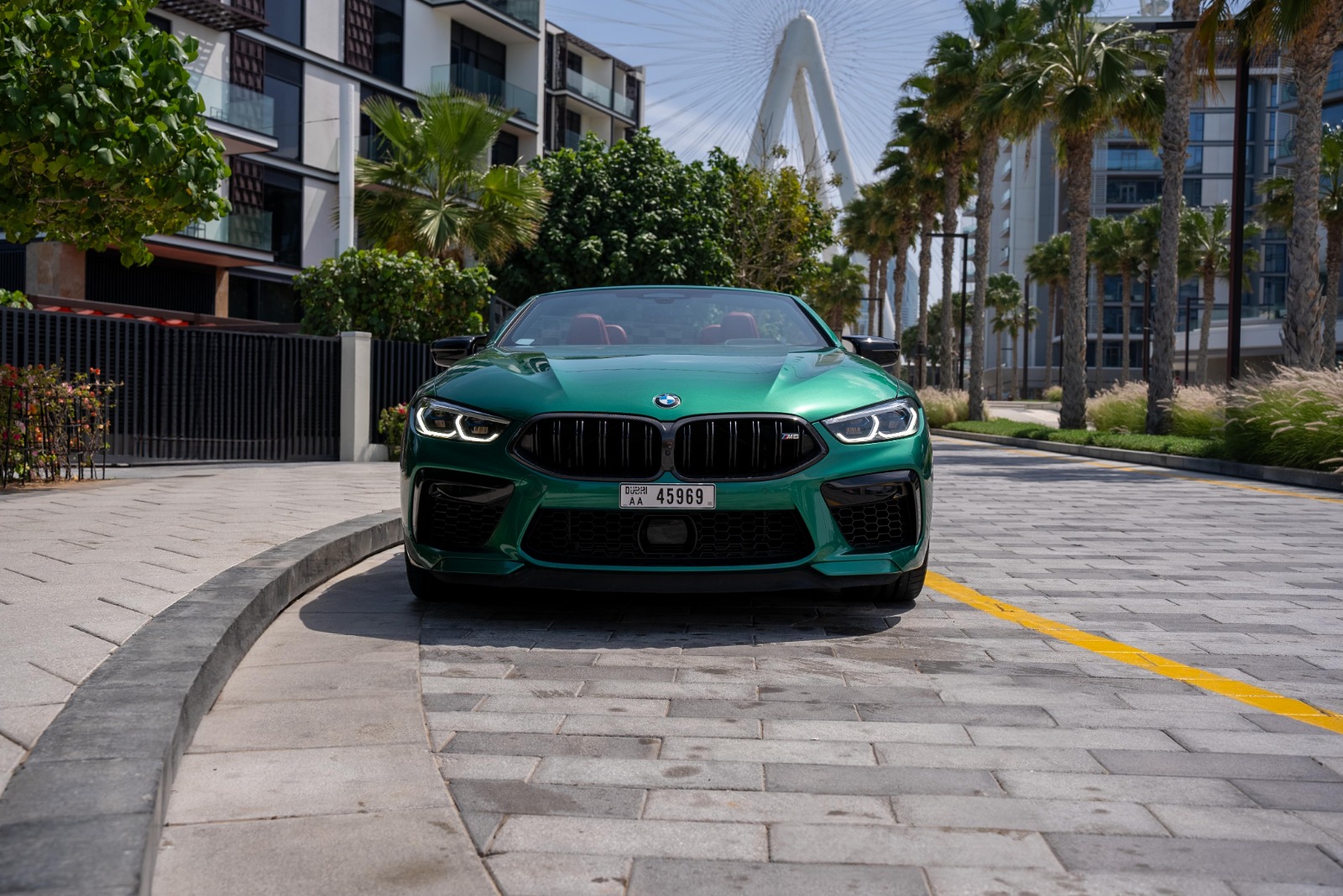 BMW M8 competition convertible Green  2023 Hire dubai