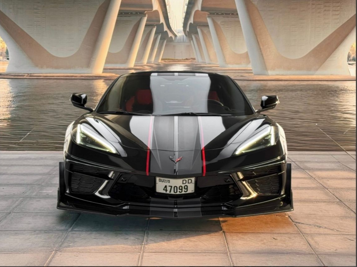 Chevrolet Corvette C8 Convertible black  2023 Hire dubai