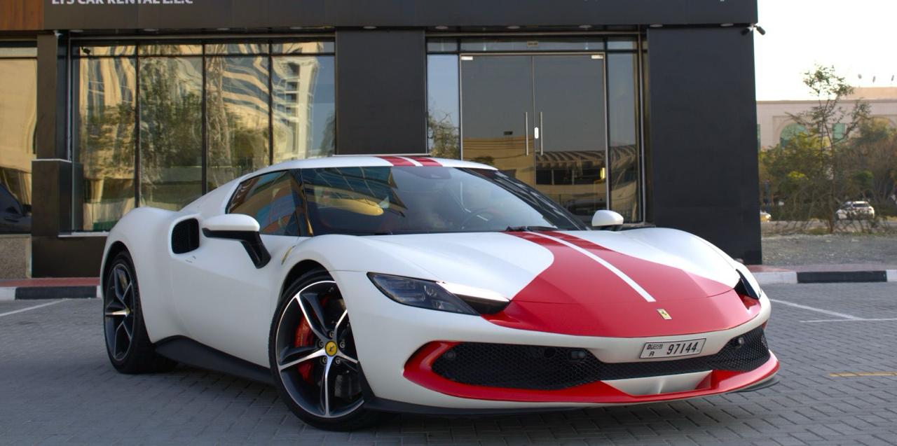 Ferrari 296 GTB White & Red  2024 Hire dubai