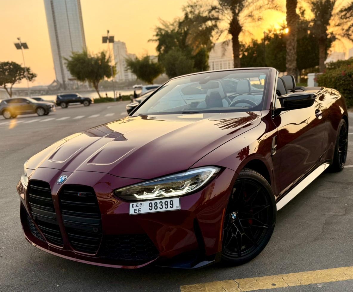 BMW M4 Competition Cabrio Red interior Grey  2024 Hire dubai