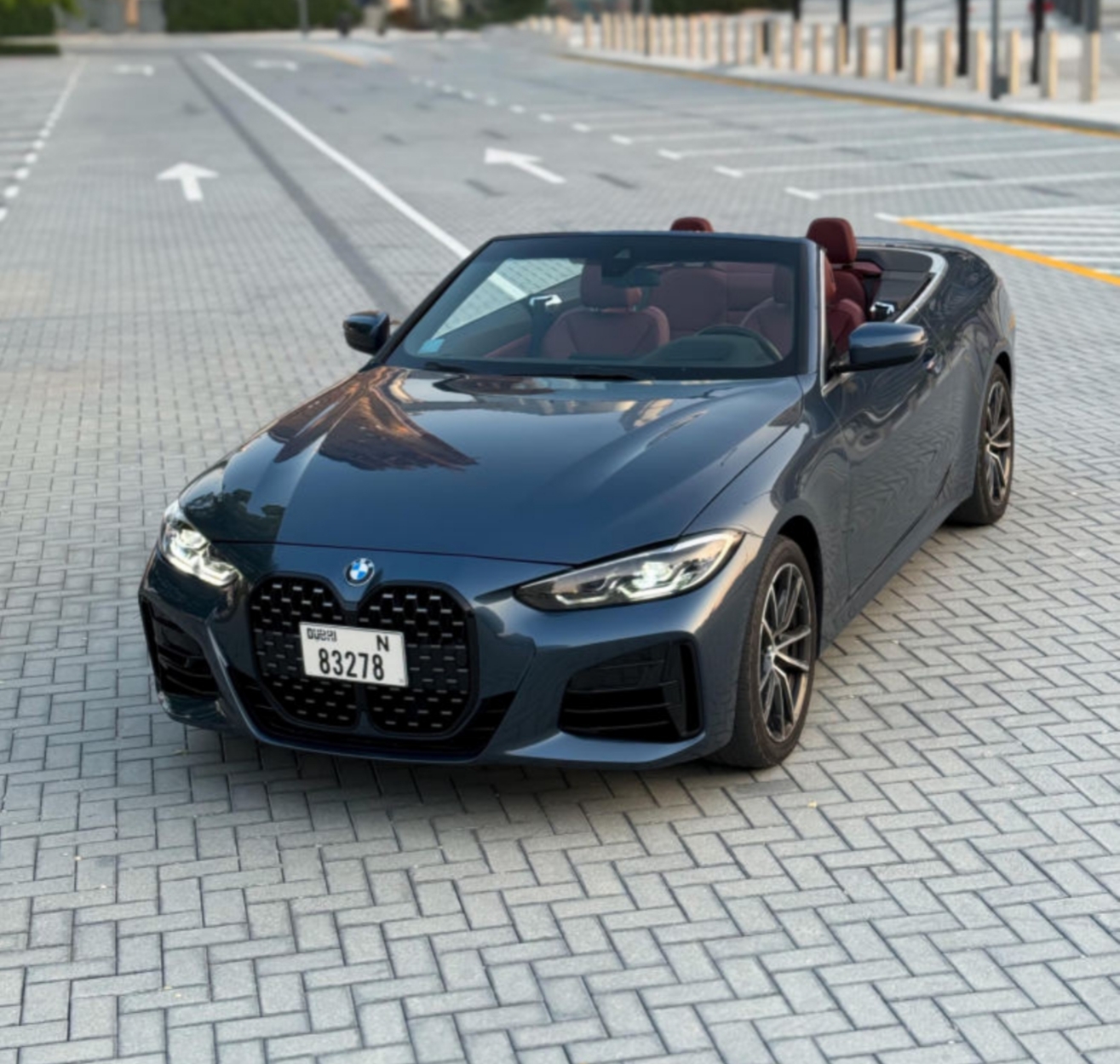Cheap BMW 430i Cabriolet interior Red  2023 Hire dubai