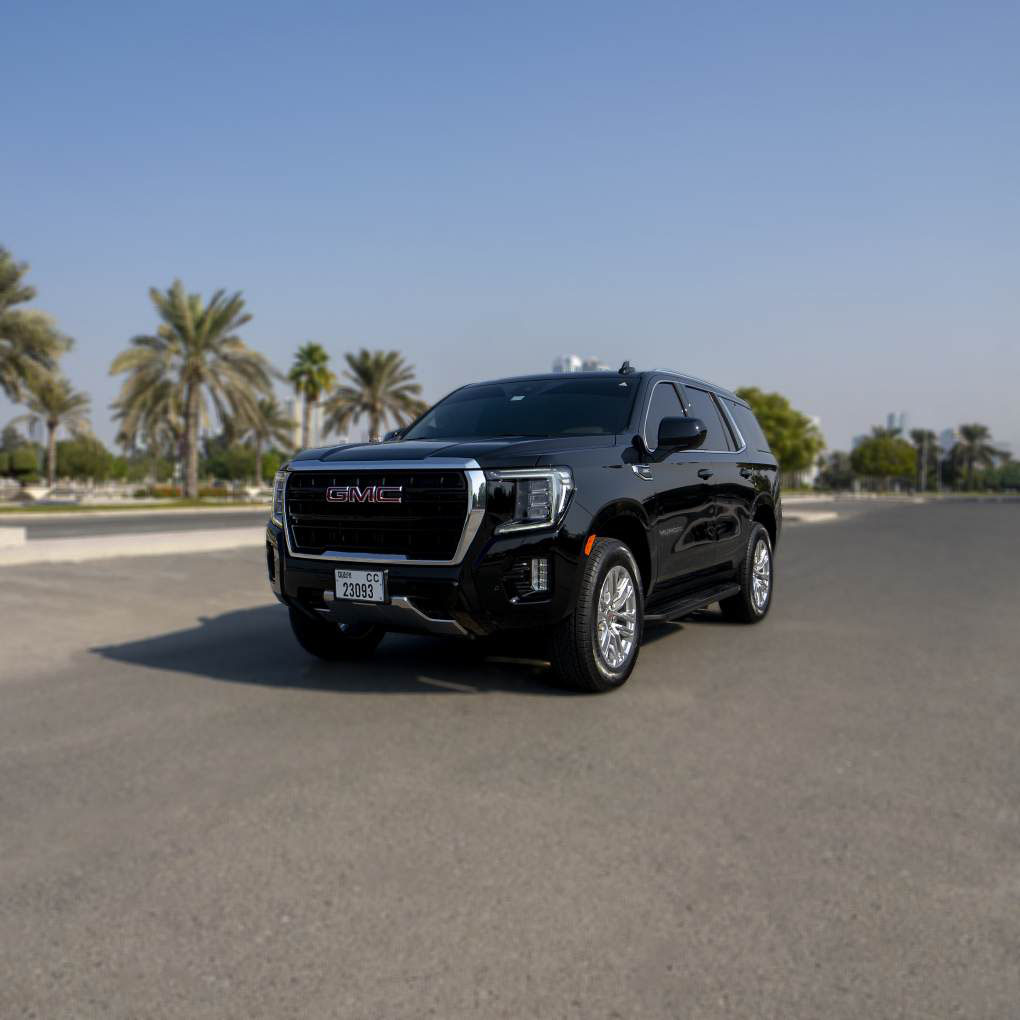 GMC Yukon 7 Seater Family SUV Black Zero Deposit  2024 Hire dubai