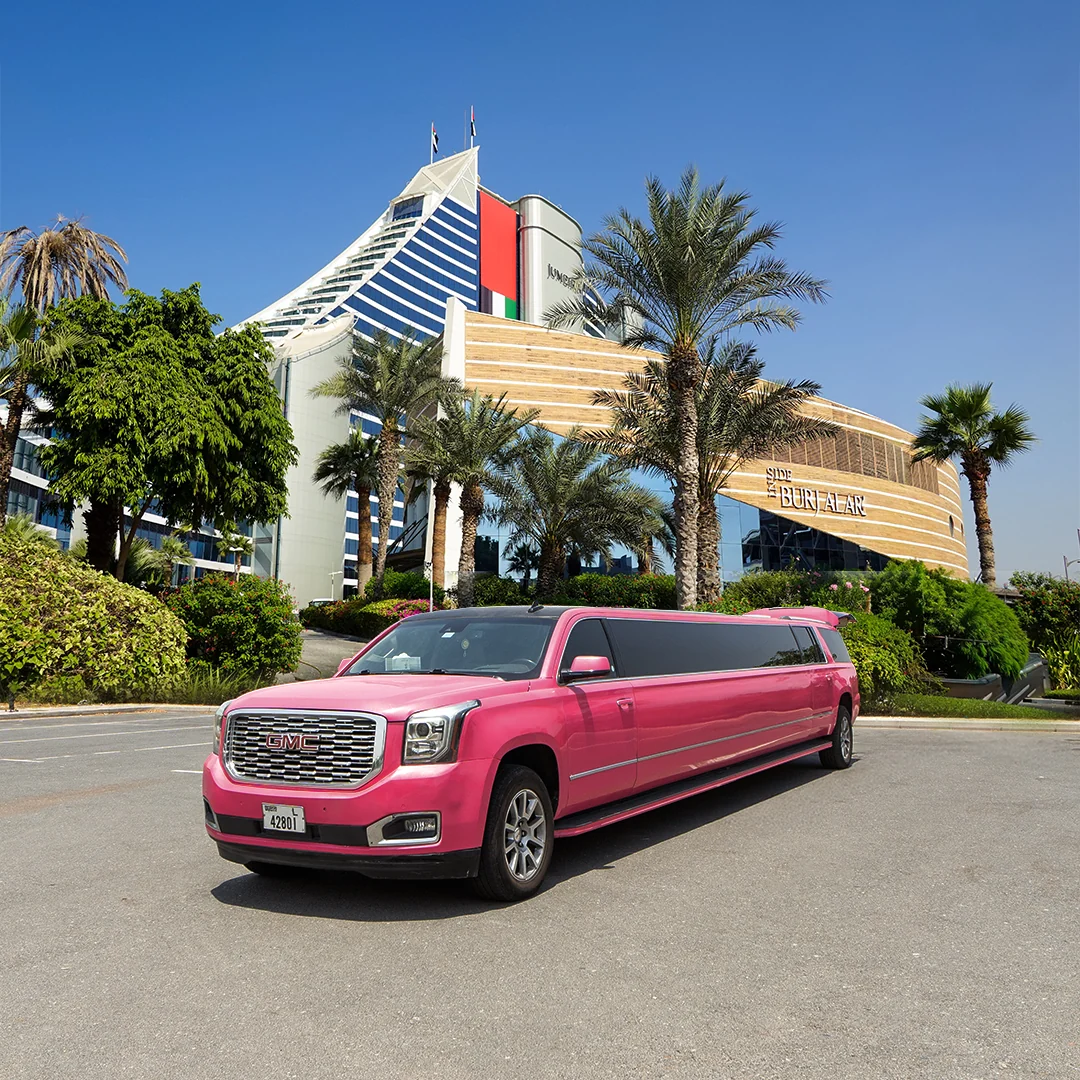Rent Stretch Limousine Pink  2025 with chauffeur in Dubai , UAE 