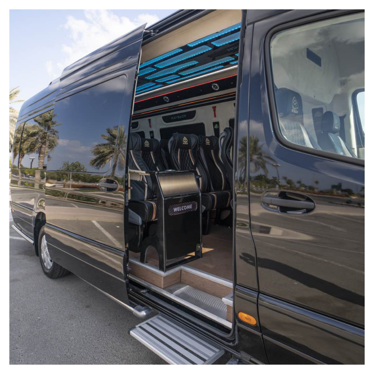 Rent Maybach Sprinter 19 Seater BLACK 2024 with chauffeur in Dubai , UAE 