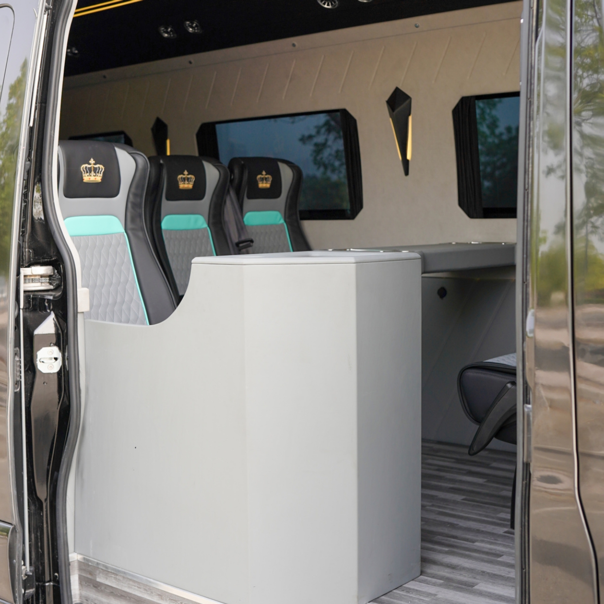 Rent Maybach Royal Sprinter 9 Seater BLACK 2025 with chauffeur in Dubai , UAE 